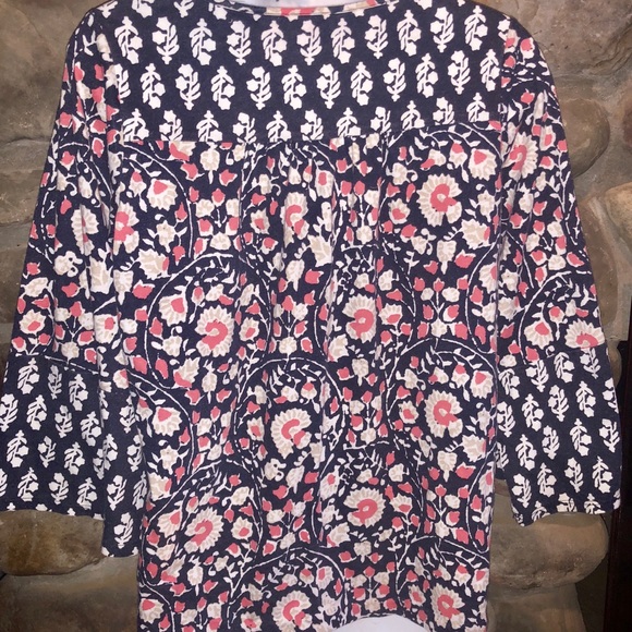 ⭐️HOST PICK⭐️ Lucky Brand Boho Chic Floral Top Coral Blue &White - Picture 4 of 7